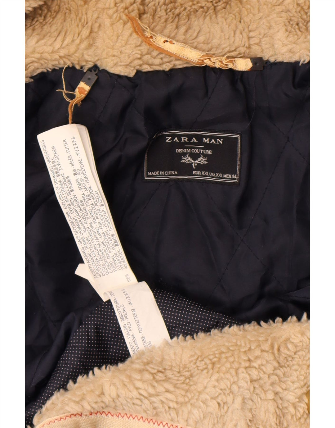 Giubbotto bomber con cappuccio da uomo Zara UK 44 2XL poliestere kaki