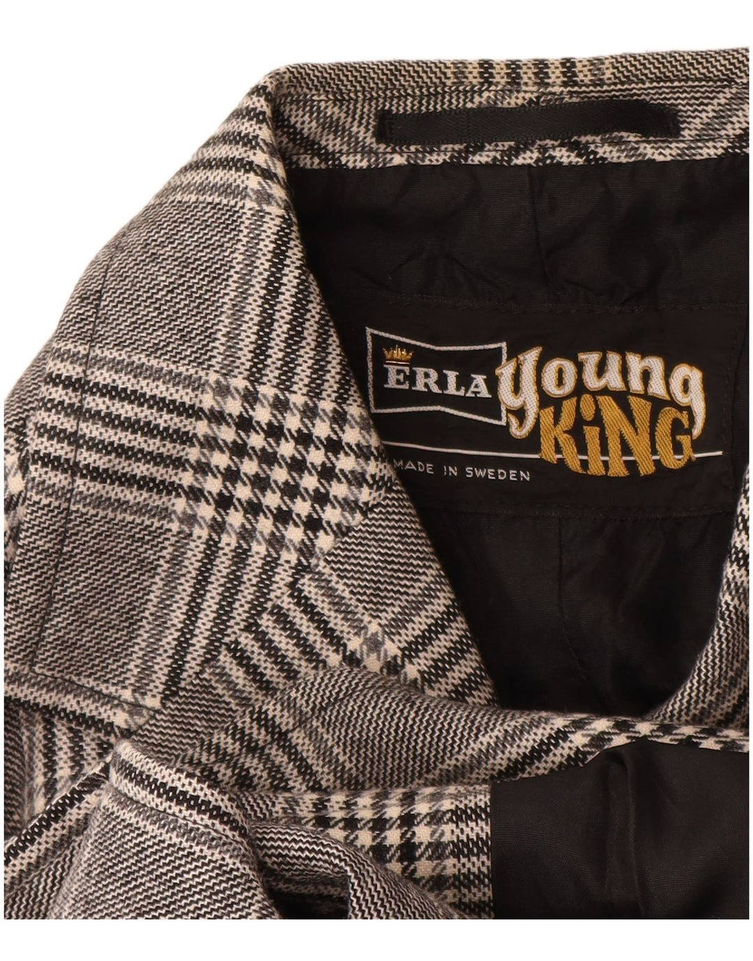 Giacca blazer vintage da uomo a 2 bottoni UK 38 Poliestere a quadri grigio medio