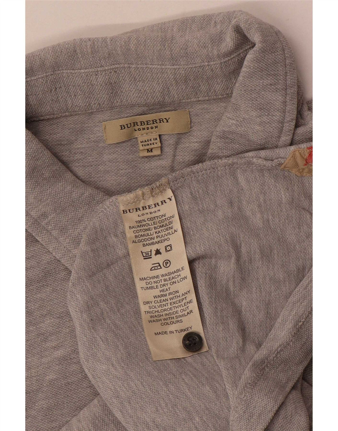 Polo Uomo Burberry Cotone Grigio Medio