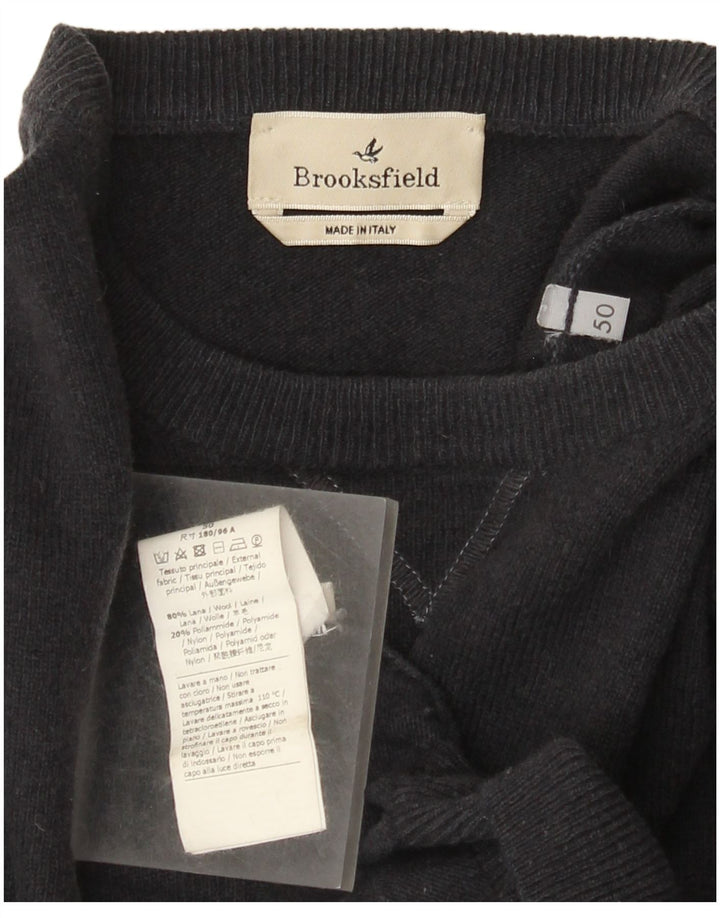 Maglione maglione girocollo da uomo Brooksfield IT 50 lana grigio medio