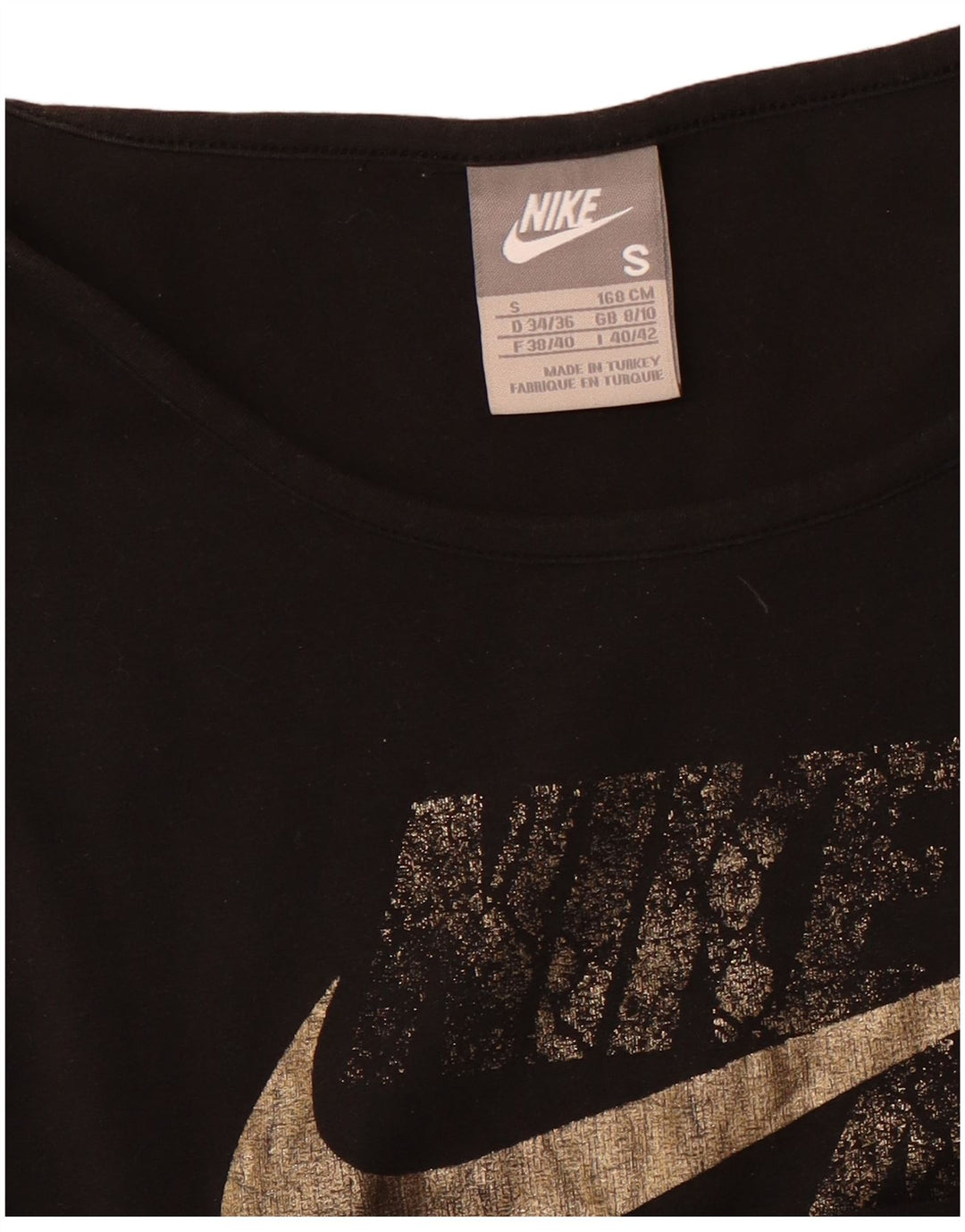 T-shirt grafica NIKE Air Crop da donna UK 8/10 piccola nera