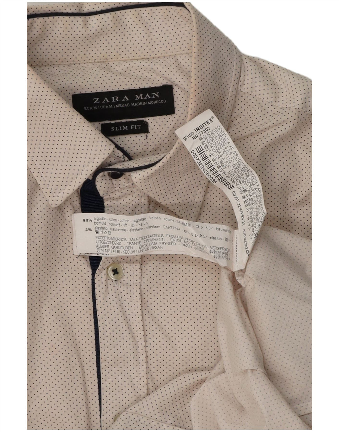Camicia Zara da uomo slim fit in cotone maculato bianco medio