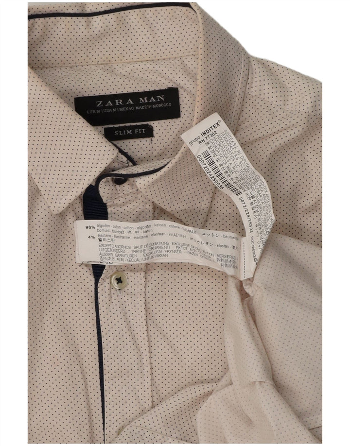 Camicia Zara da uomo slim fit in cotone maculato bianco medio