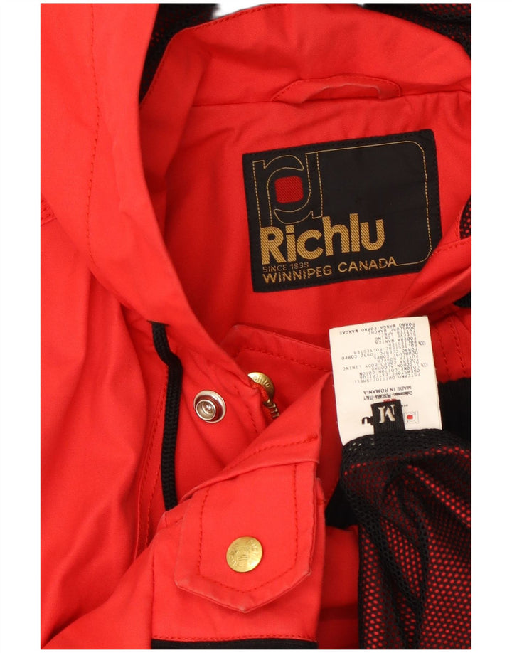 RICHLU Mens Hooded Bomber Jacket UK 38 Medium Red Cotton