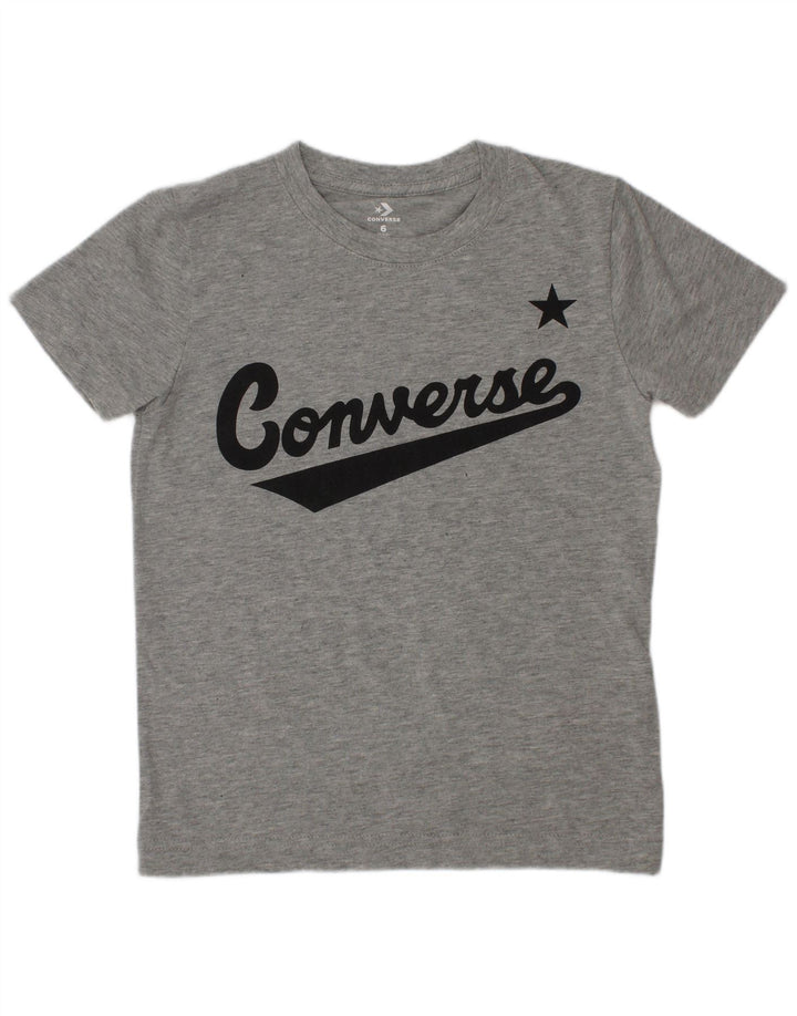T-shirt grafica per ragazzi Converse Top 5-6 anni in cotone grigio medio