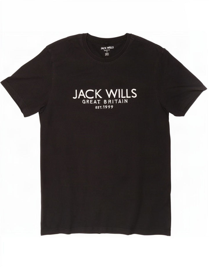 T-shirt grafica da uomo con vestibilità classica Jack Wills Top in cotone nero medio