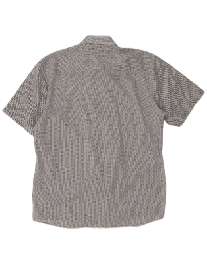 Camicia da uomo a maniche corte Regular Fit Pierre Cardin XL grigio Chevron poliestere