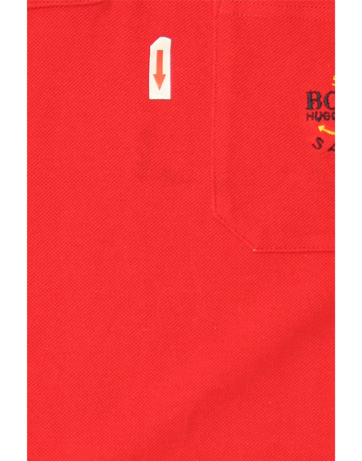 Polo da uomo Hugo Boss grande in cotone color block rosso