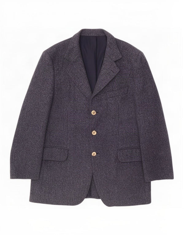 Giacca blazer a 3 bottoni da uomo Harris Tweed UK 40 grande lana vergine blu navy