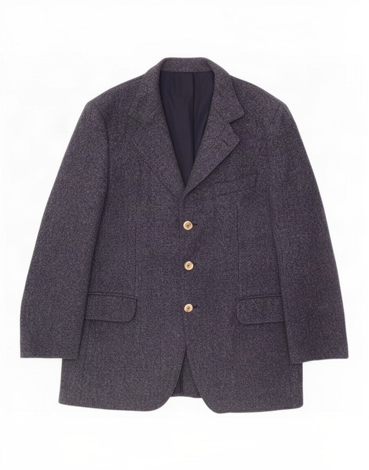 Giacca blazer a 3 bottoni da uomo Harris Tweed UK 40 grande lana vergine blu navy
