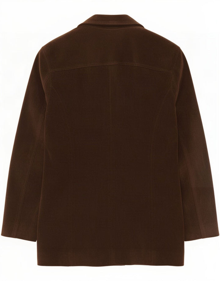 Giacca blazer in pelle scamosciata da donna a 4 bottoni Hyde UK 12 in pelle marrone medio