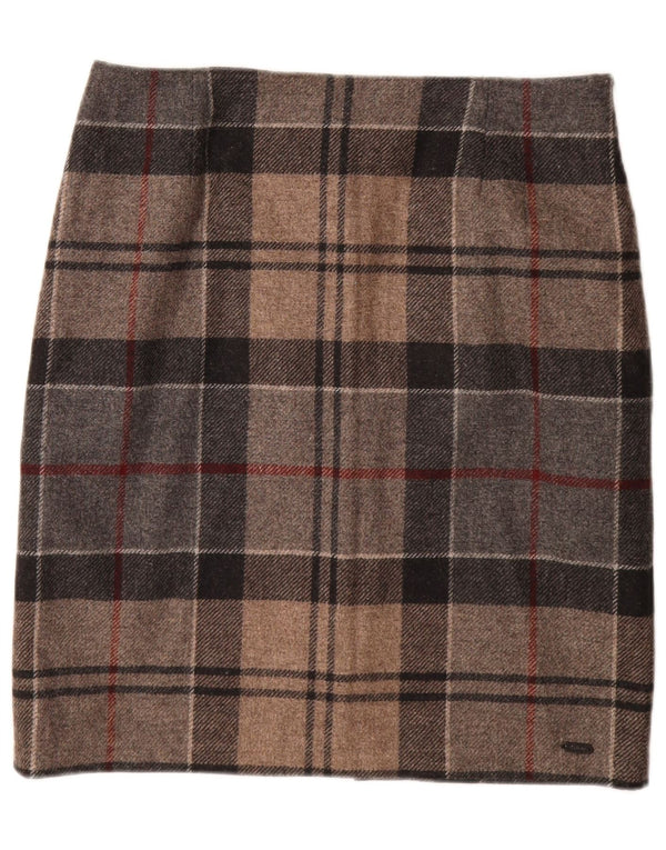 Gonna dritta da donna Barbour UK 14 grande W32 marrone a quadri