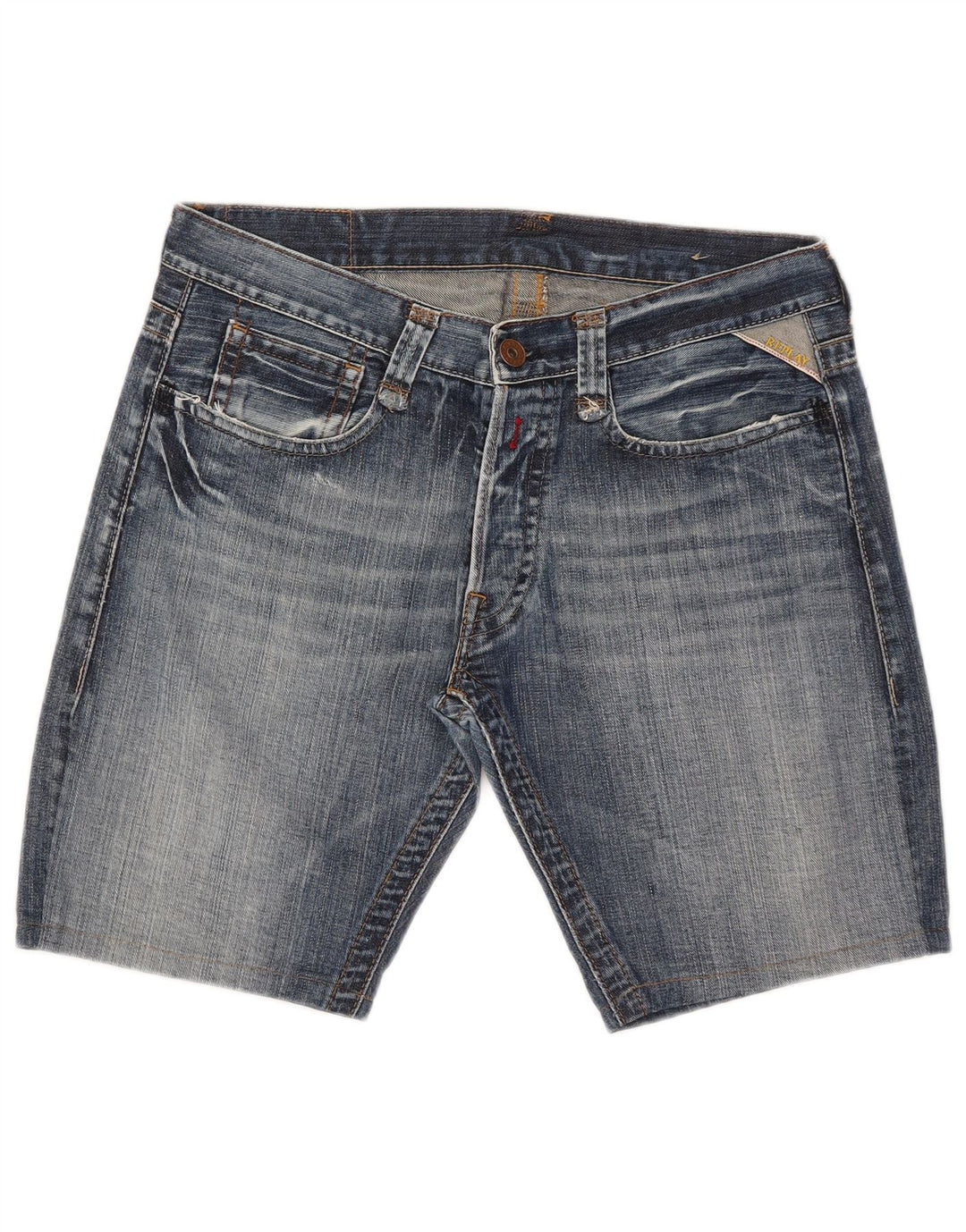 Pantaloncini di jeans da uomo Replay W34 Large in cotone blu