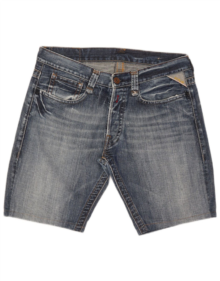 Pantaloncini di jeans da uomo Replay W34 Large in cotone blu