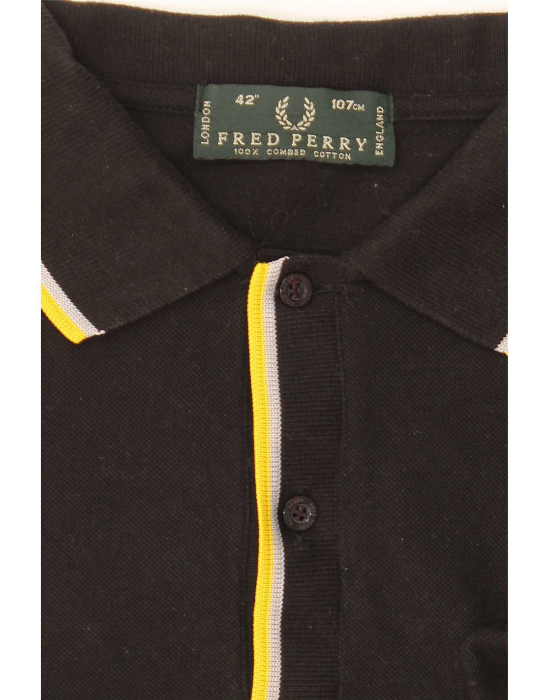 Polo da uomo Fred Perry in cotone a righe nere medie