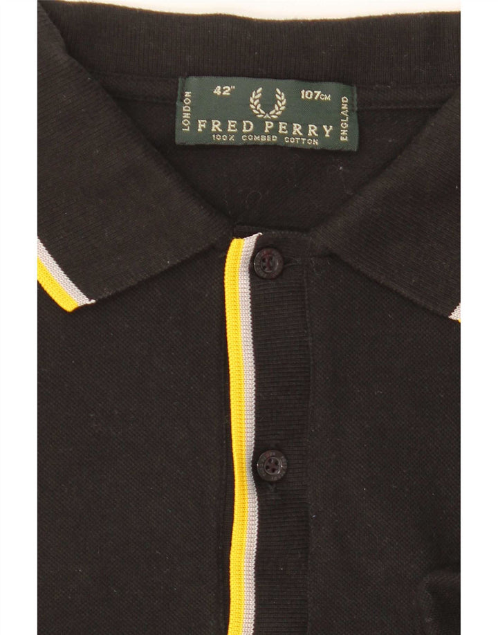 Polo da uomo Fred Perry in cotone a righe nere medie