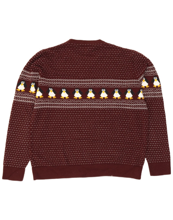 Maglione maglione girocollo da donna Marks & Spencer UK 16 Large Marrone Natale