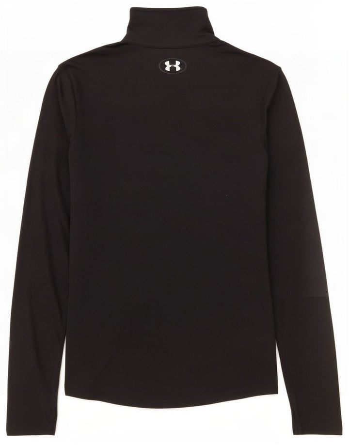 Under Armour Uomo Heat Gear Zip Collo Top Manica Lunga Piccolo Nero