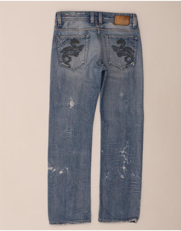 Jeans dritti viker da donna Diesel W28 L29 in cotone blu