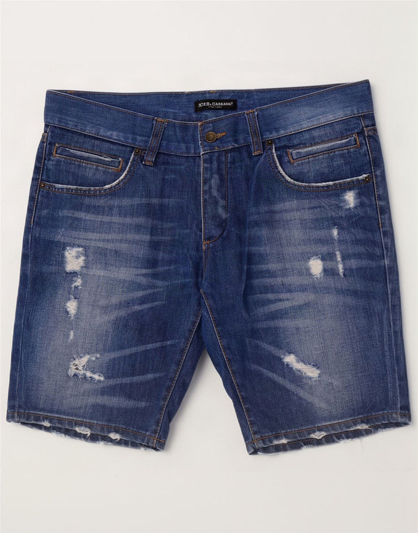 Pantaloncini di jeans invecchiati da uomo Dolce & Gabbana IT 50 Large W36 cotone blu