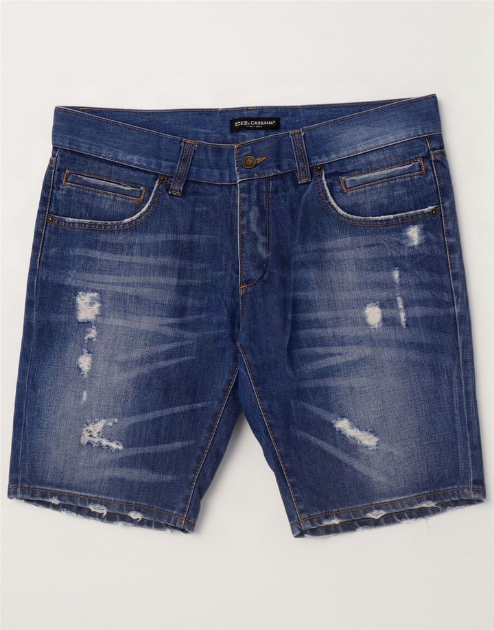 Pantaloncini di jeans invecchiati da uomo Dolce & Gabbana IT 50 Large W36 cotone blu
