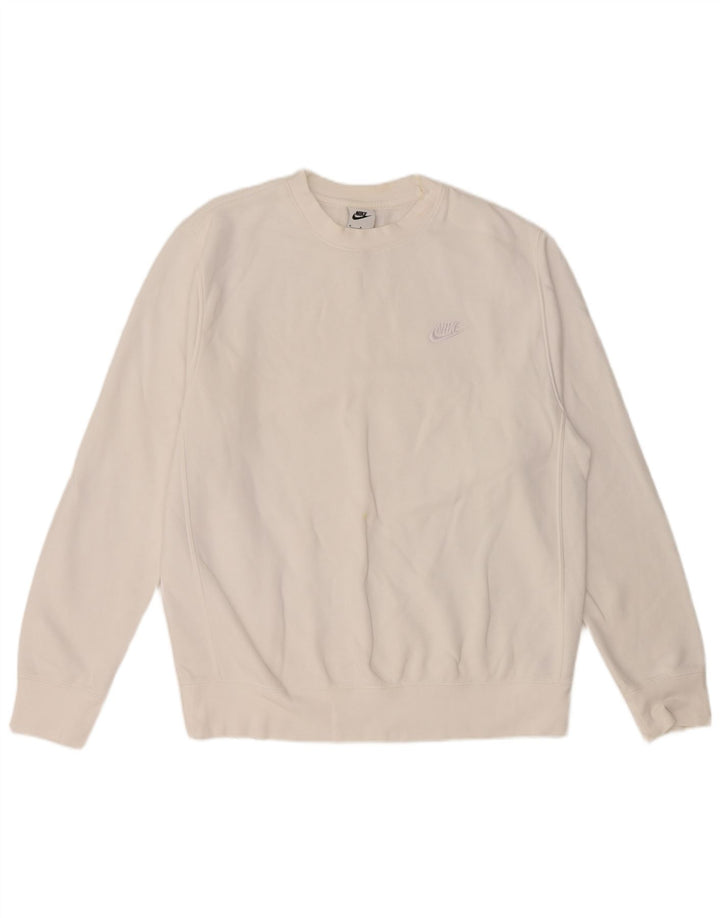 NIKE Felpa da uomo Maglione in cotone bianco medio