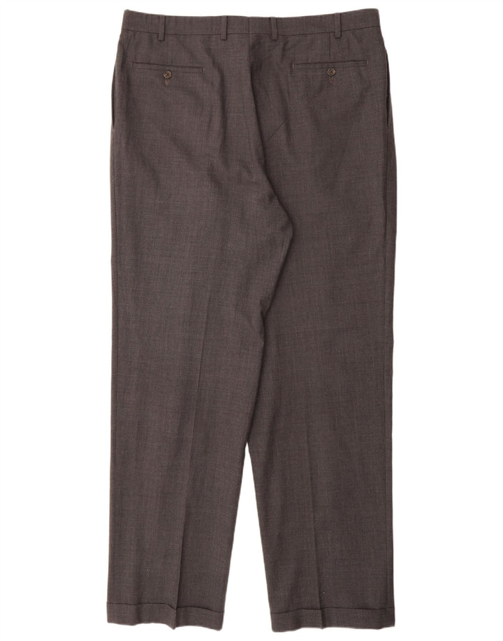 RALPH LAUREN Pantaloni da completo da uomo con pegged comfort totale W38 L34 cotone grigio