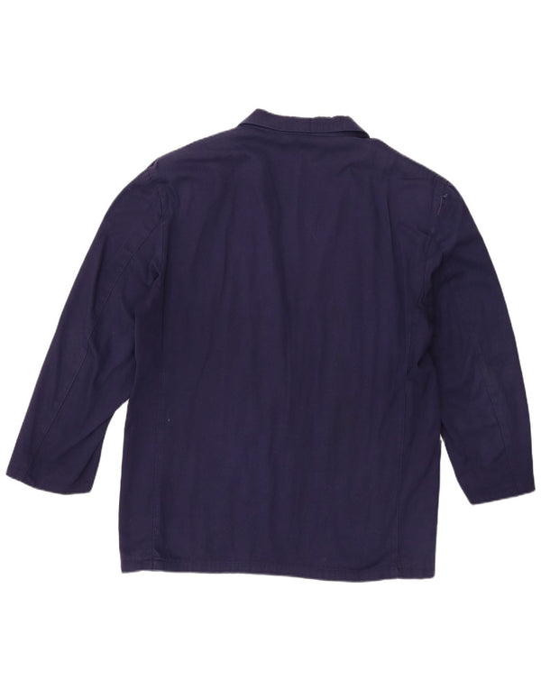 Giacca blazer da uomo con cerniera a 2 bottoni e maniche a 3/4 UK 42 XL in cotone blu navy