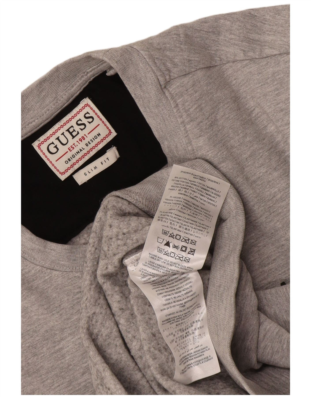 Felpa da uomo slim fit Guess in cotone grigio medio