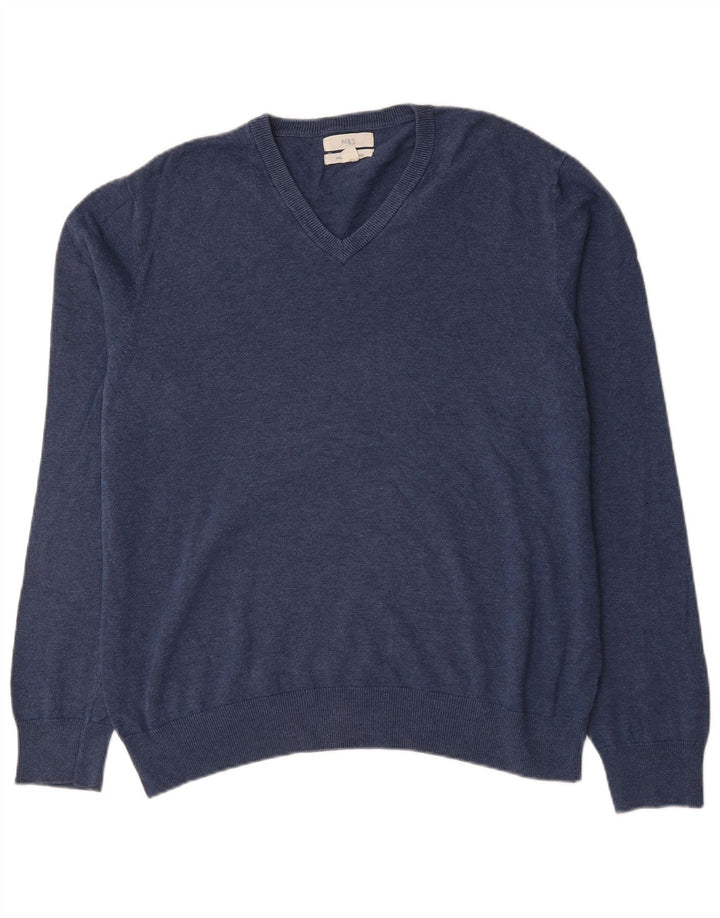 Maglione da uomo con scollo a V Marks & Spencer XL in cotone blu
