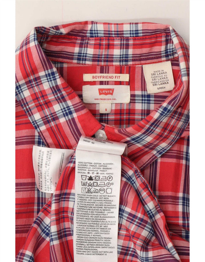 Camicia in flanella oversize da donna Levi's Boyfriend Fit UK 10 piccolo quadretto rosso