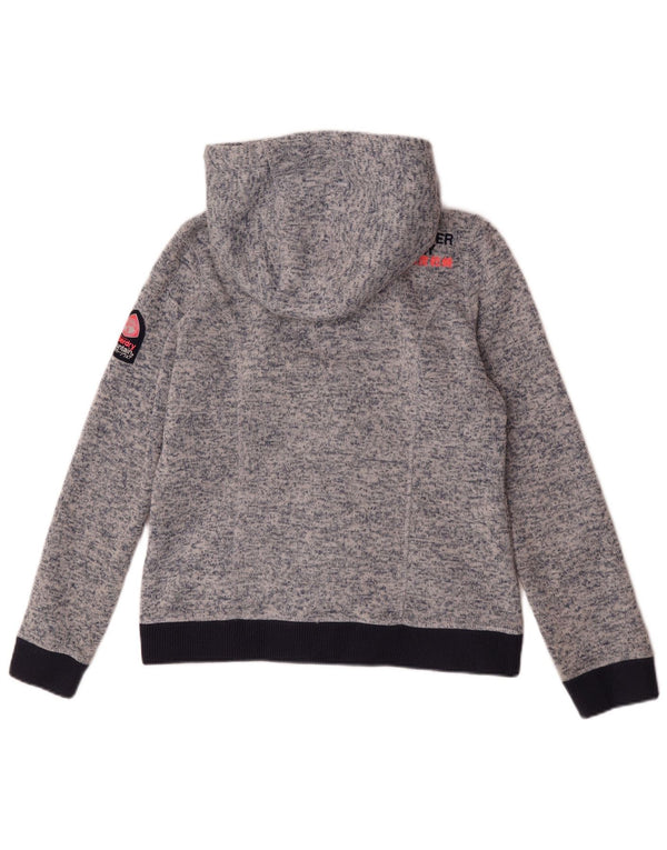 Maglione con cappuccio e zip da uomo Superdry UK 14 Grande poliestere chiazzato blu