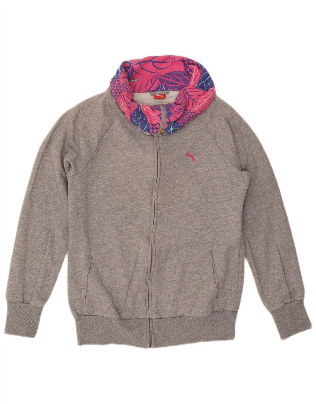 Giacca da ginnastica da donna PUMA UK 12 Cotone floreale grigio medio