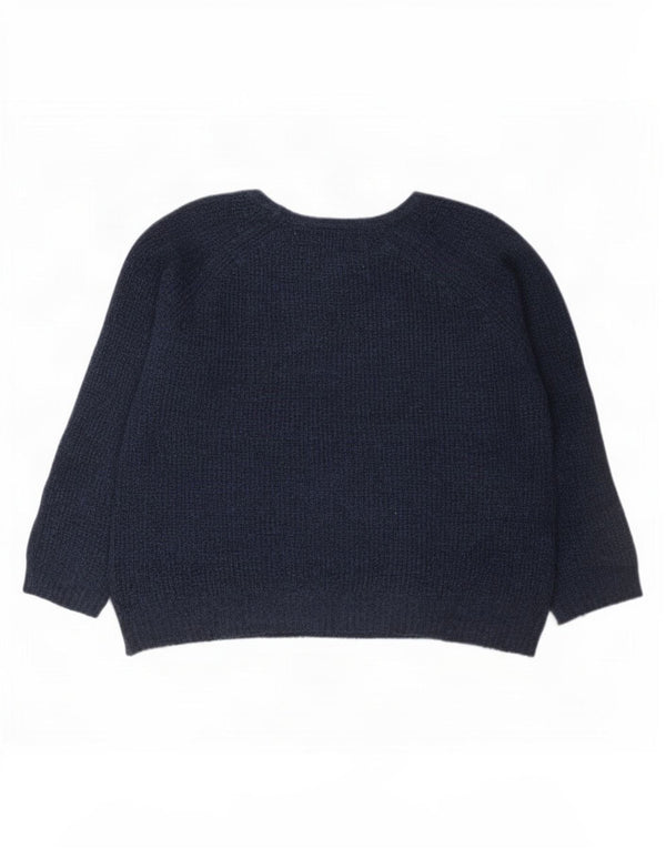 Maglione maglione con scollo a barca da donna Lee UK 18 XL acrilico blu navy