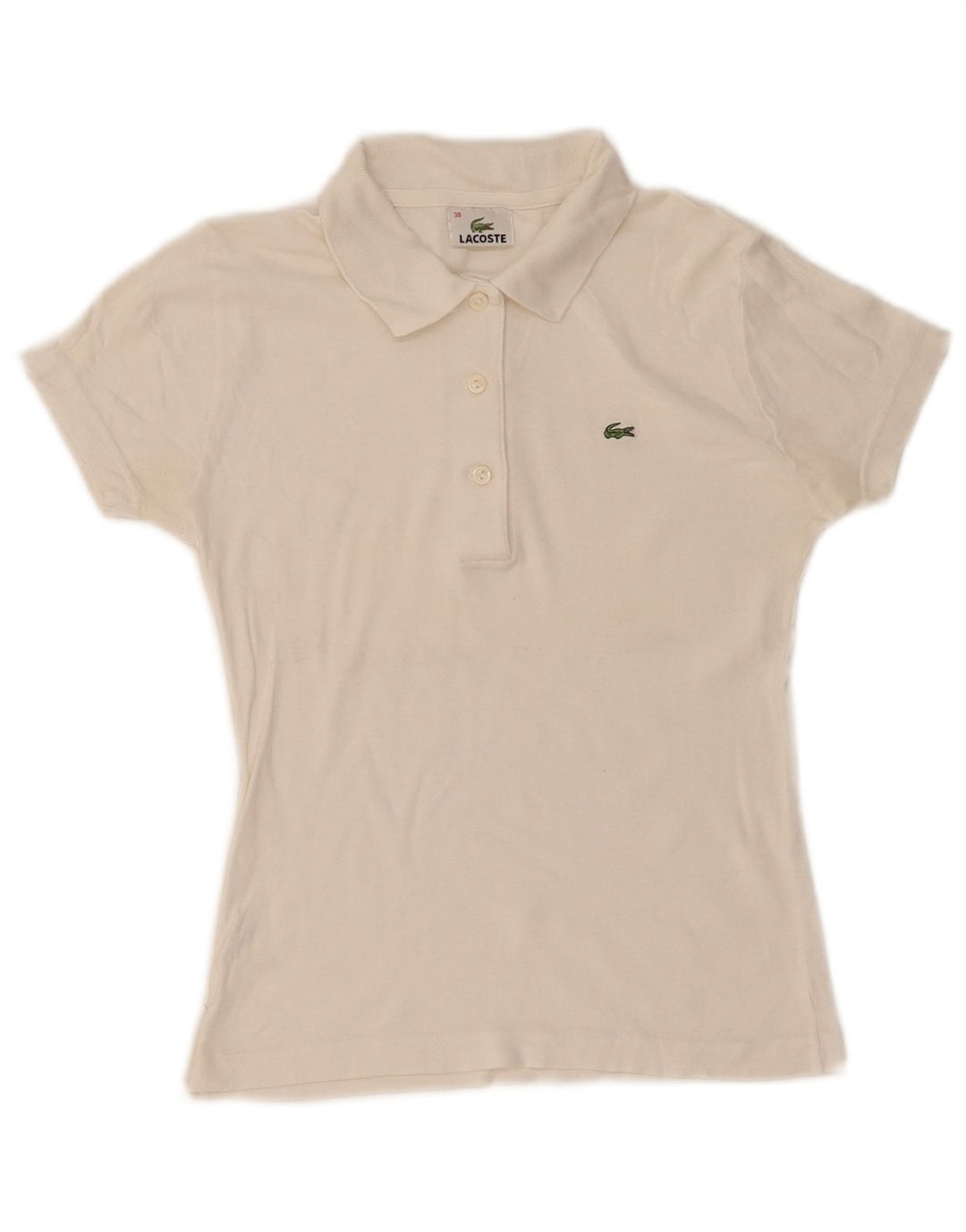Polo da donna Lacoste taglia 38 media in cotone bianco sporco