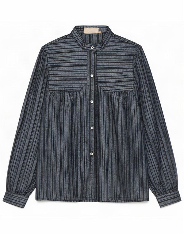 Camicia camicia vintage da donna IT 40 piccola in seta a righe blu