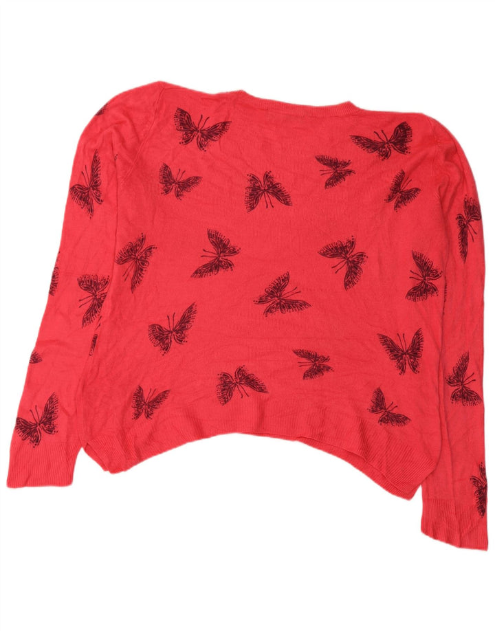 Maglione maglione girocollo da donna Marks & Spencer UK 12 Farfalla rosa medio