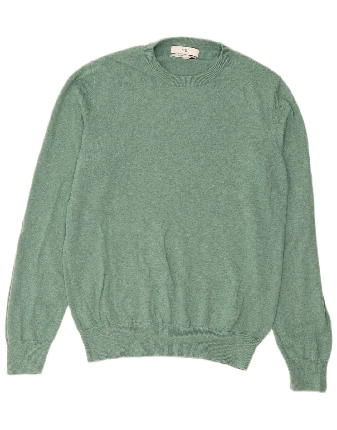 Maglione maglione girocollo da uomo Marks & Spencer in cotone verde medio