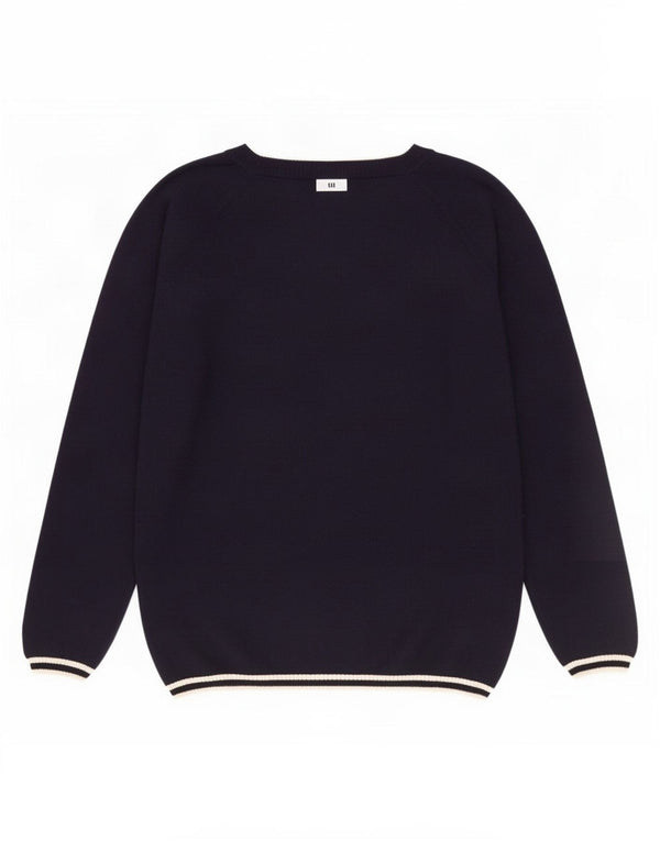 Luisa Spagnoli Womens Crew Neck Jumper Sweater UK 10 Small Navy Blue