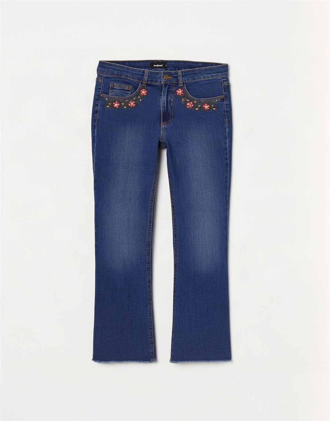 Desigual Jeans Bootcut da donna EU 38 Medio W28 L27 Cotone floreale blu