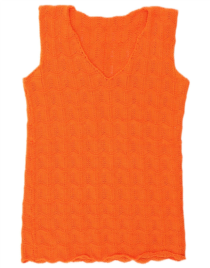 Canottiera vintage da donna UK 14 arancione medio