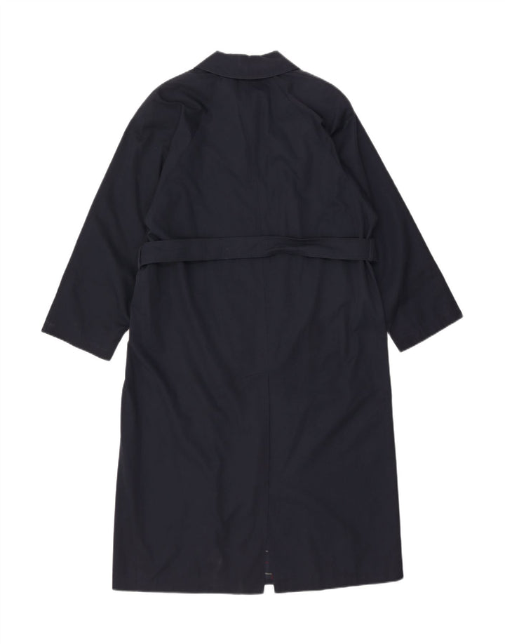 Cappotto da donna vintage UK 16 grande poliestere blu navy