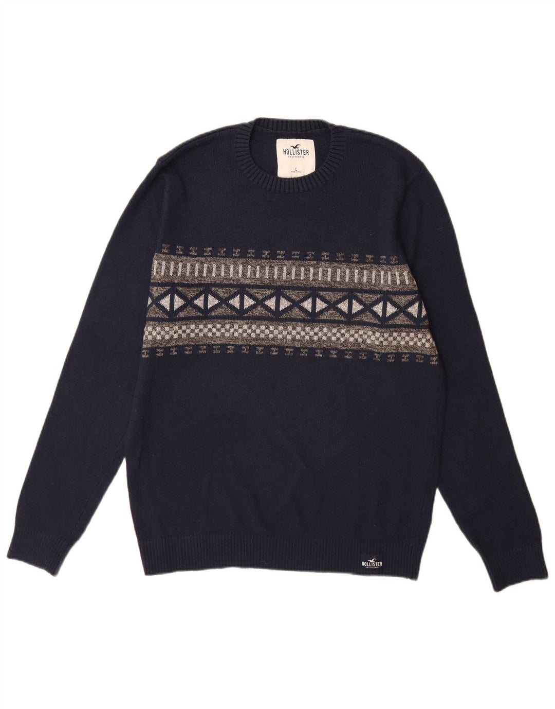 Hollister Uomo Maglione Girocollo Maglione Grande Blu Navy Argyle/Diamante
