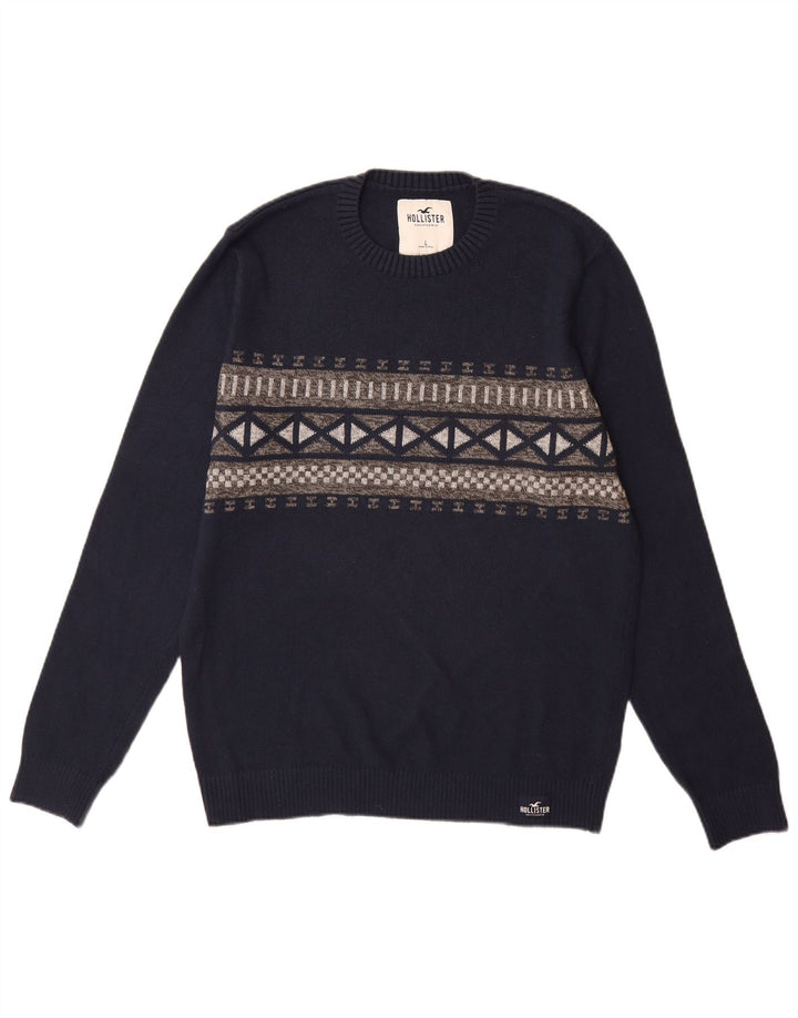 Hollister Uomo Maglione Girocollo Maglione Grande Blu Navy Argyle/Diamante