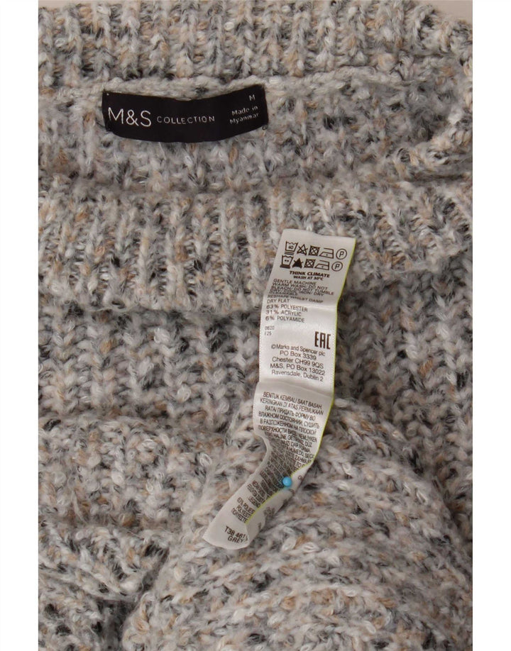 Maglione maglione a collo alto da uomo Marks & Spencer UK 14 Grigio medio chiazzato