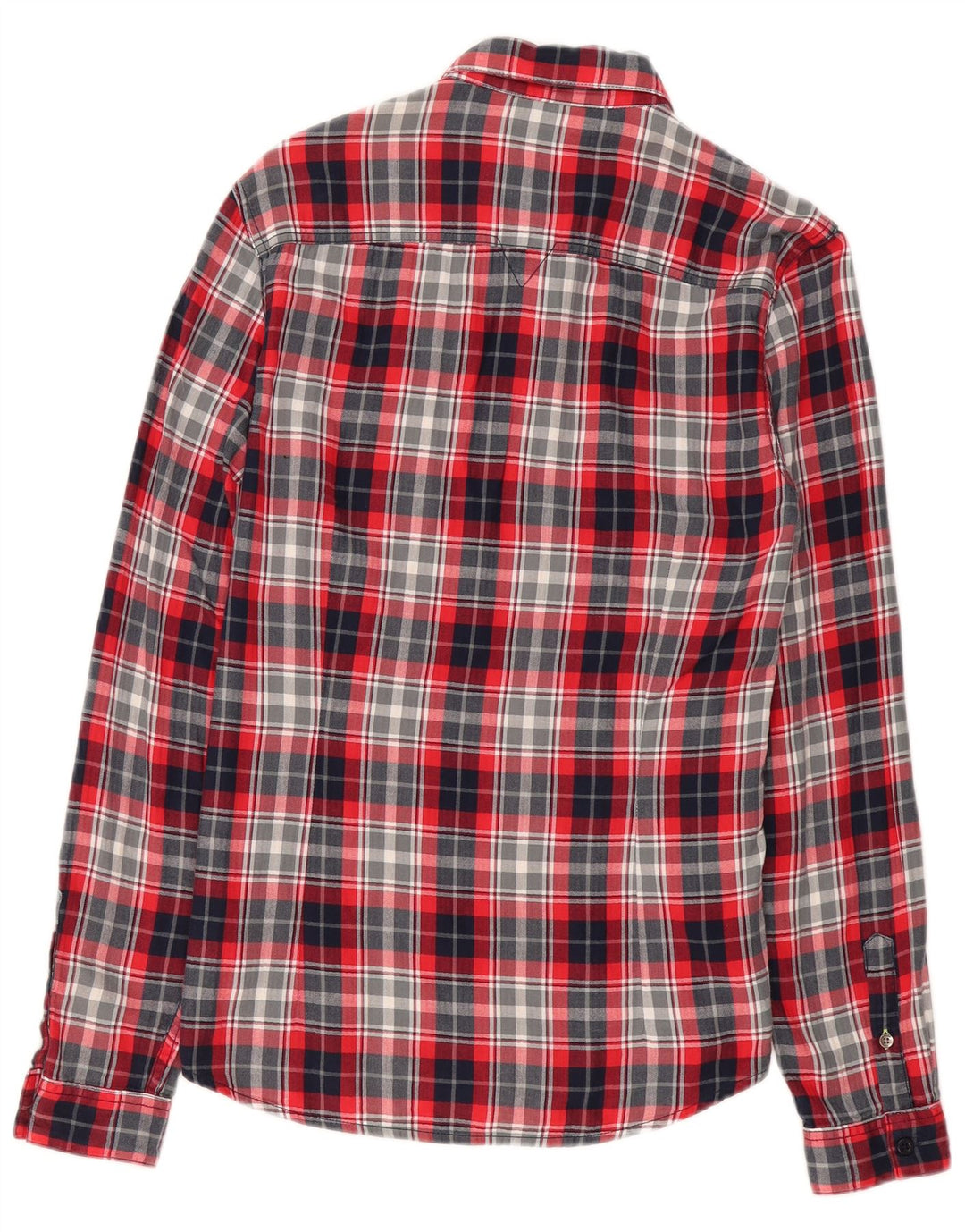 Guess Camicia da uomo slim fit in flanella di cotone scozzese piccolo rosso