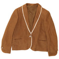 Giacca blazer vintage da donna a 1 bottone UK 14 Ramie marrone medio