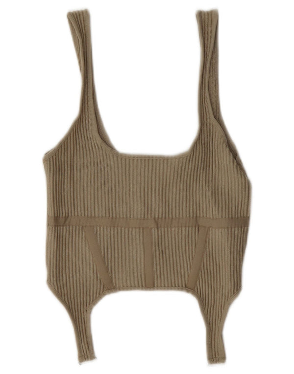 Top corto da donna Zara UK 8 piccolo poliestere beige
