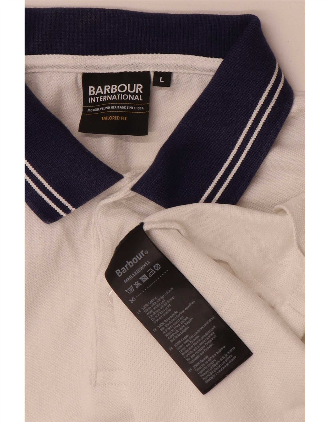 Polo da rugby da uomo Barbour in cotone a righe grandi bianche