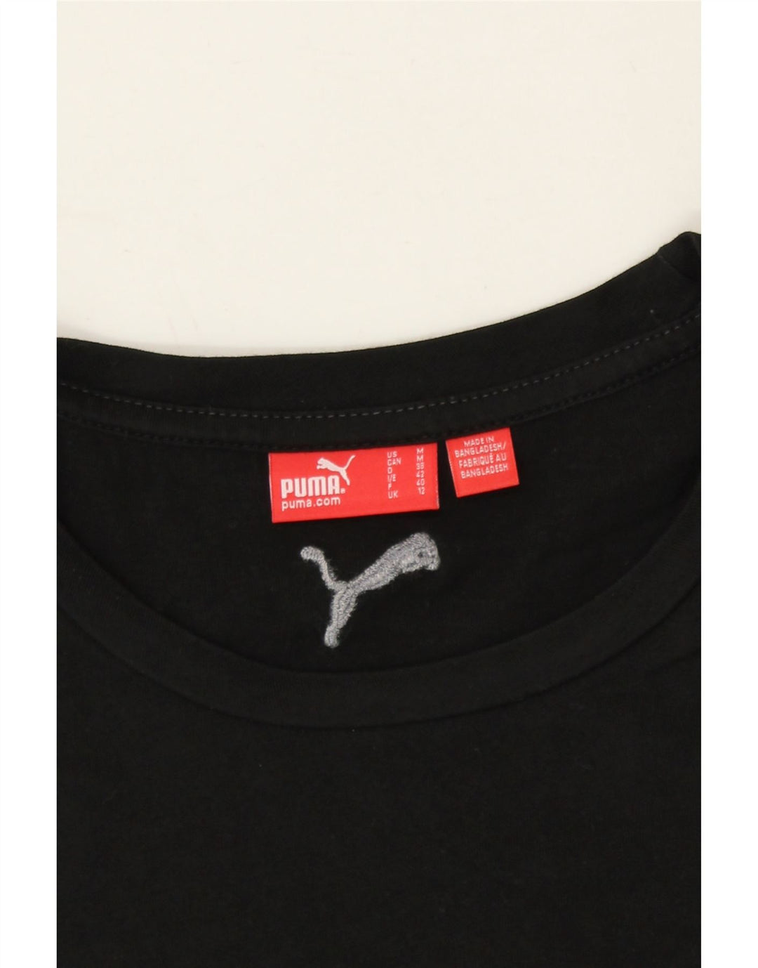 PUMA Womens Graphic T-Shirt Top UK 12 Medium Black Cotton Vintage Puma and Second-Hand Puma from Messina Hembry 